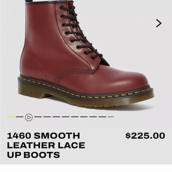 Dr. Martens Shoes - Dr. Martens Burgundy Leather Boots with Yellow Stitching